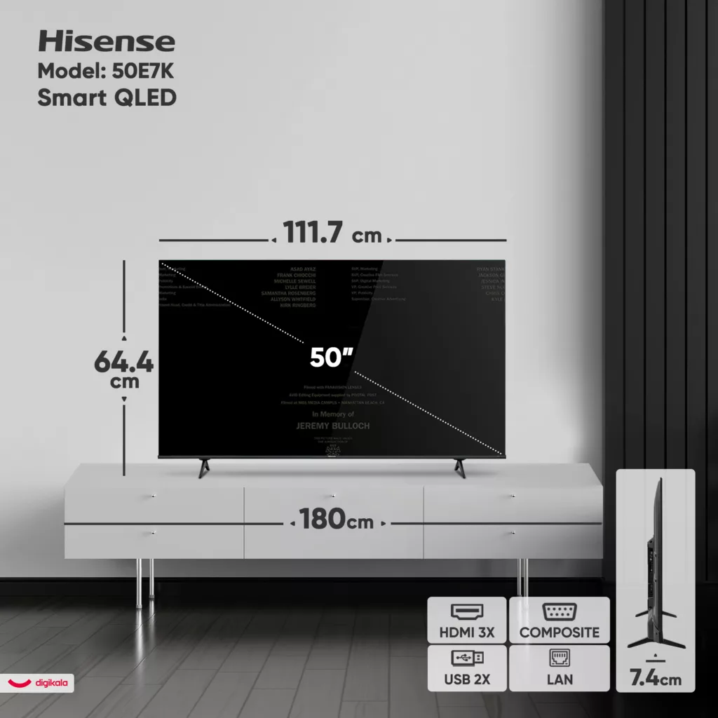 تلویزیون 50 اینچ کیو ال ای دی هوشمند هایسنس مدل 50E7K