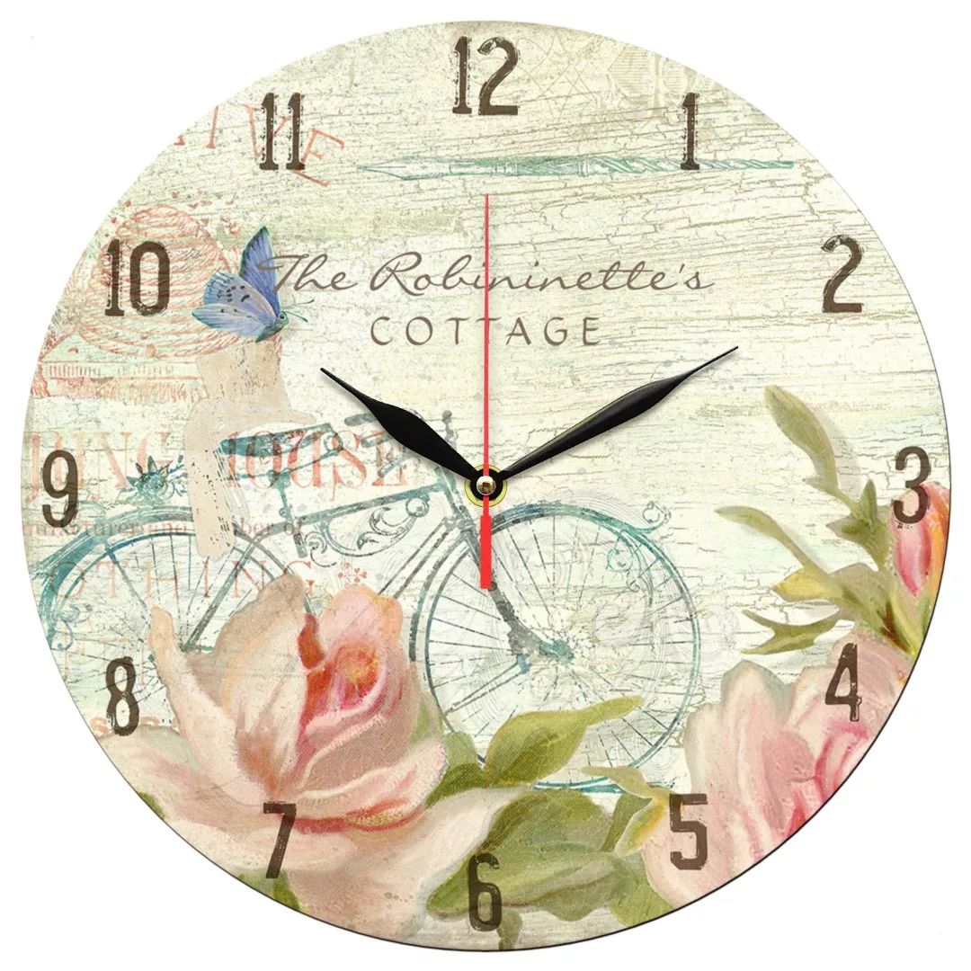 ساعت دیواری طرح دوچرخه و گل و پروانه کد 1290 ساعت دیواری طرح دوچرخه و گل و پروانه کد 1290