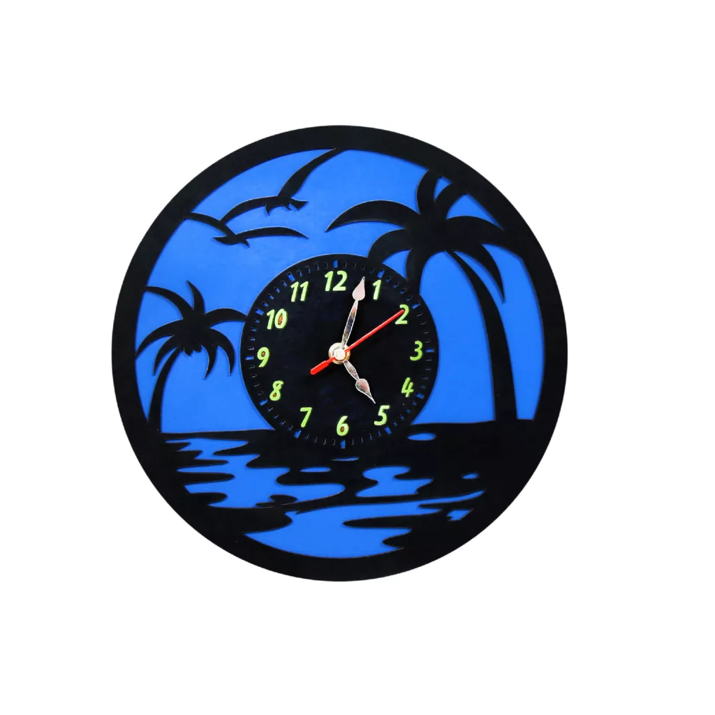 ساعت دیواری چوب آرا طرح شب ساحلی مدل N1420