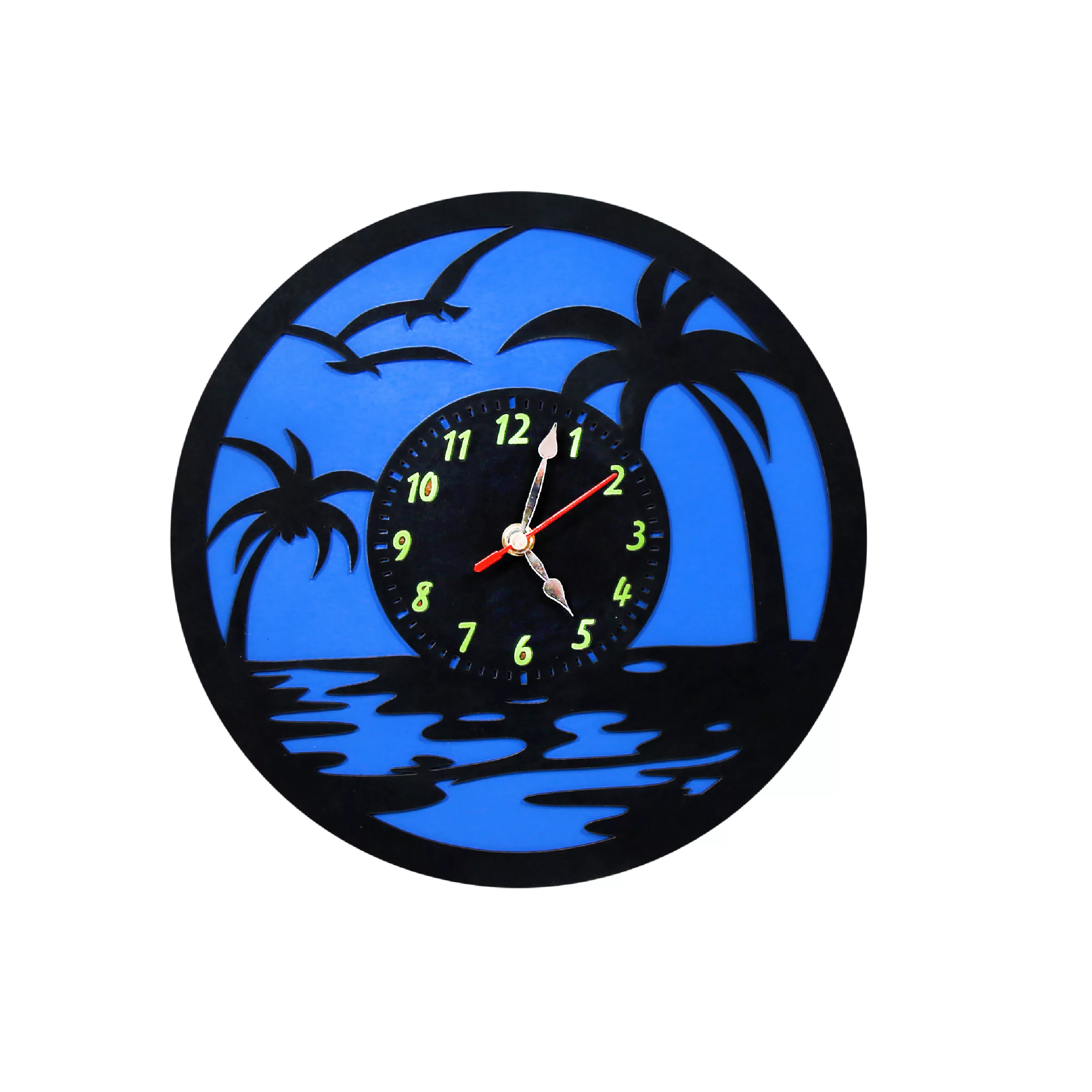 ساعت دیواری چوب آرا طرح شب ساحلی مدل N1420