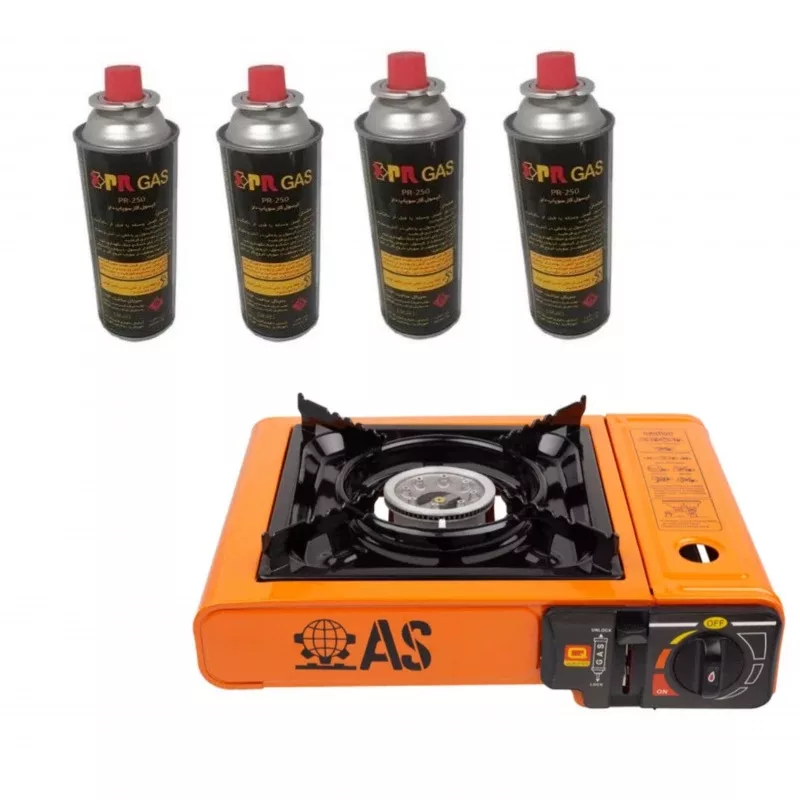 اجاق سفری آویژه صنعت مدل AS-BDZ-155-AL به همراه 4 عدد کپسول