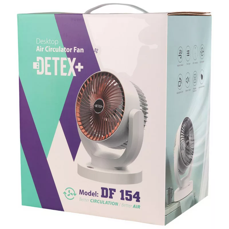 پنکه شارژی دیتکس پلاس مدل DF154 ظرفیت 2400 میلی آمپر ساعت