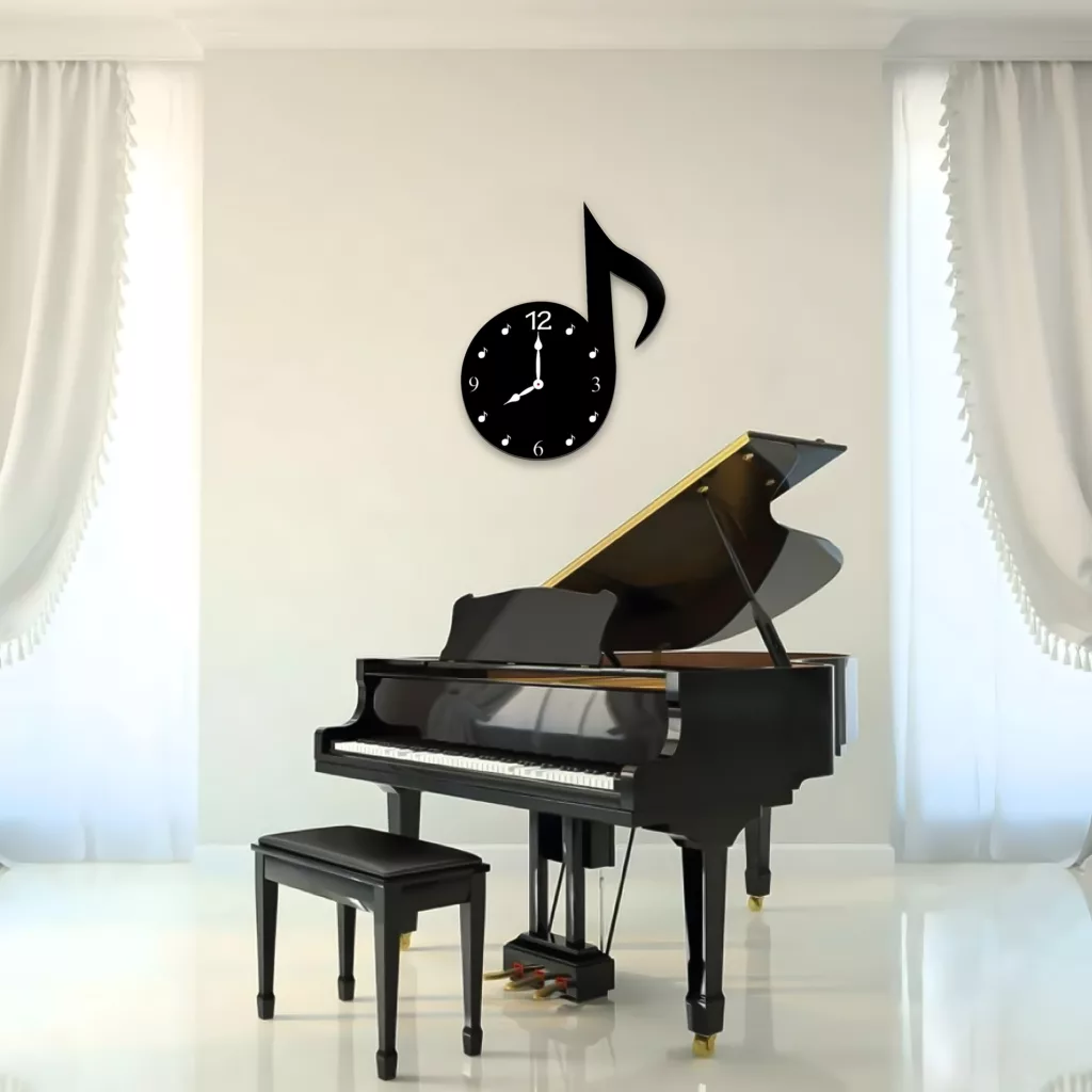 ساعت دیواری مدل چوبی نت موسیقی کد C51