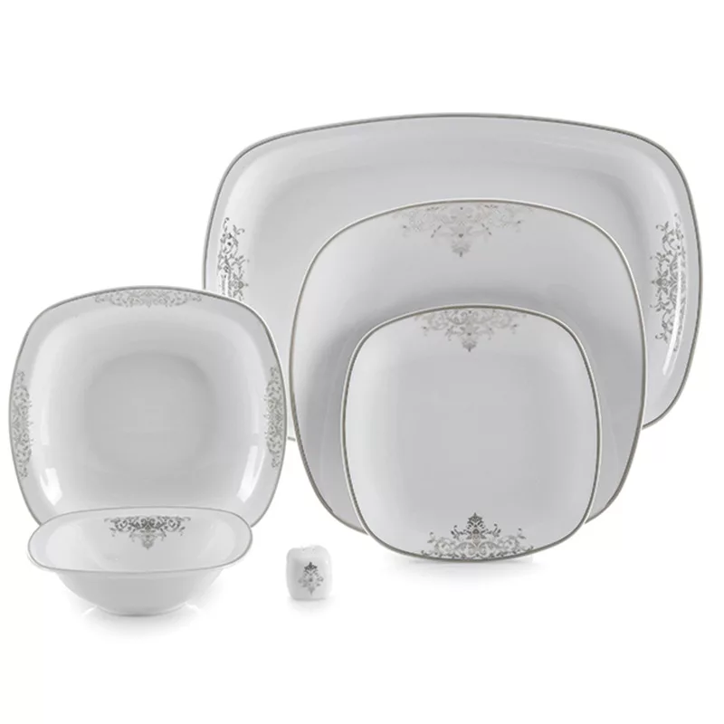 سرویس غذاخوری 27 پارچه چینی زرین ایران سری کواترو مدل مونت کارلو طلایی درجه عالی