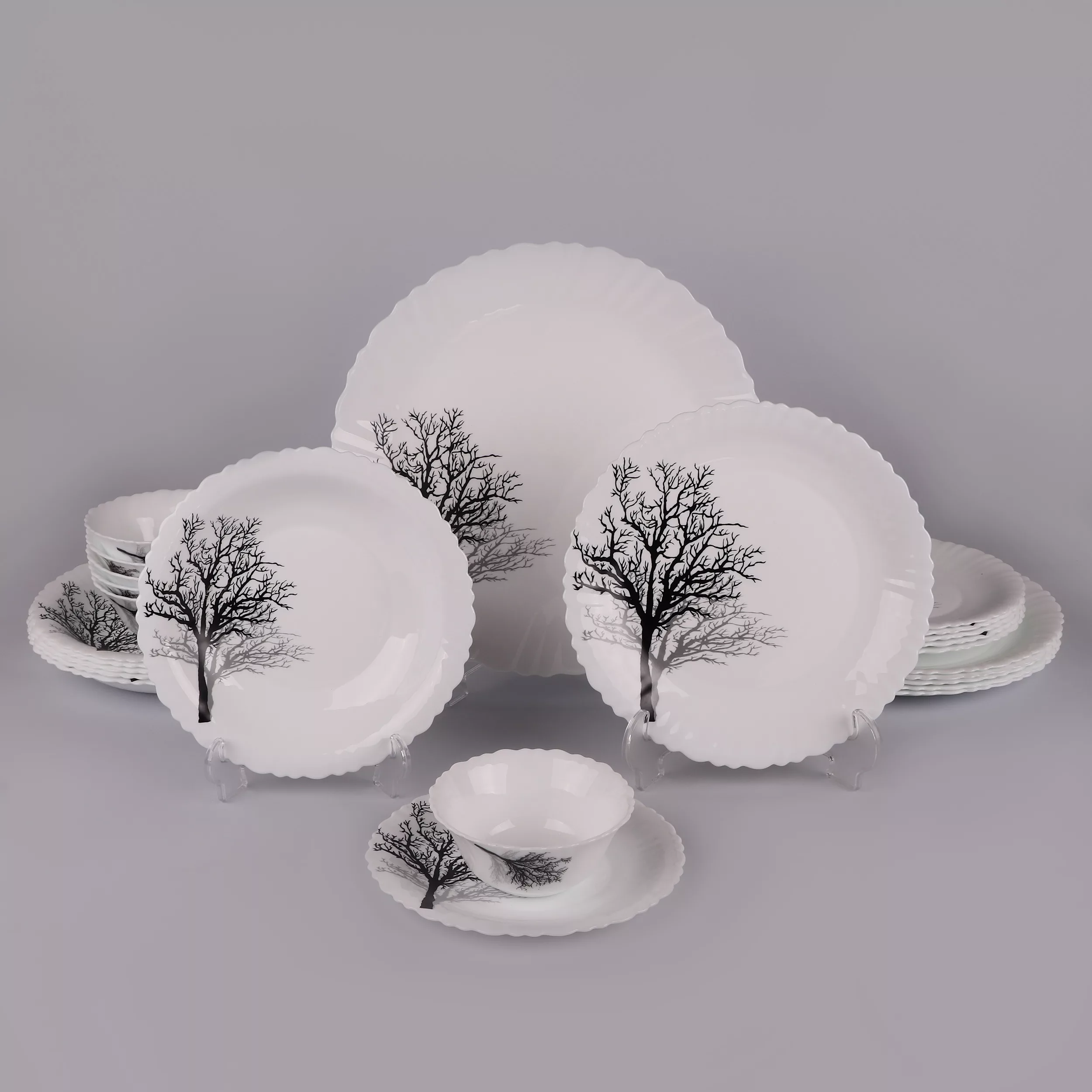 سرویس غذاخوری 25 پارچه 6 نفره گلدن اوپال مدل تمپر شادو