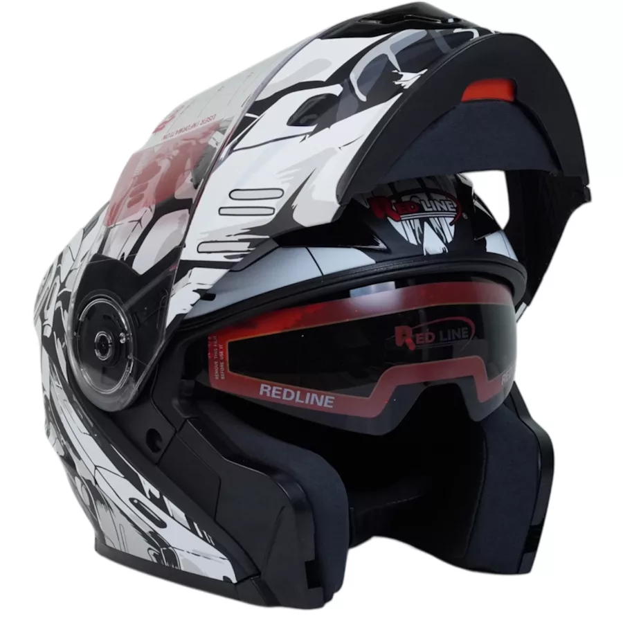 کلاه کاسکت  فک متحرک ردلاین مدل 939 whte blk lose