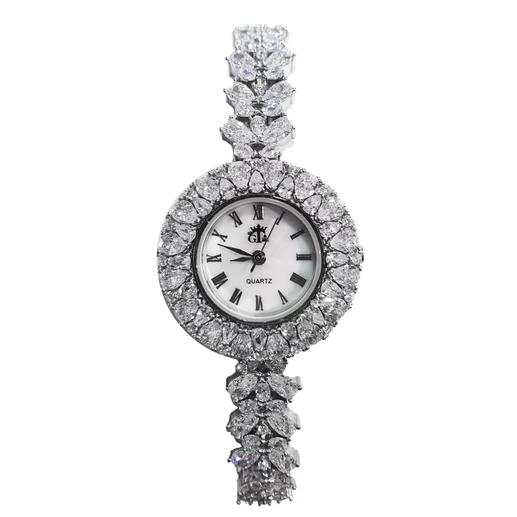 ساعت مچی عقربه ای نقره زنانه جی تی ای مدل نگین اشک