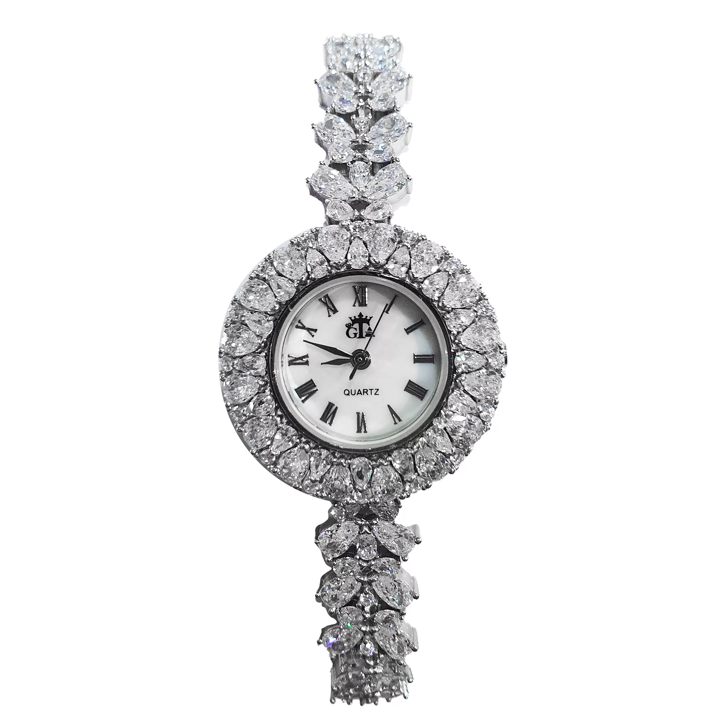 ساعت مچی عقربه ای نقره زنانه جی تی ای مدل نگین اشک