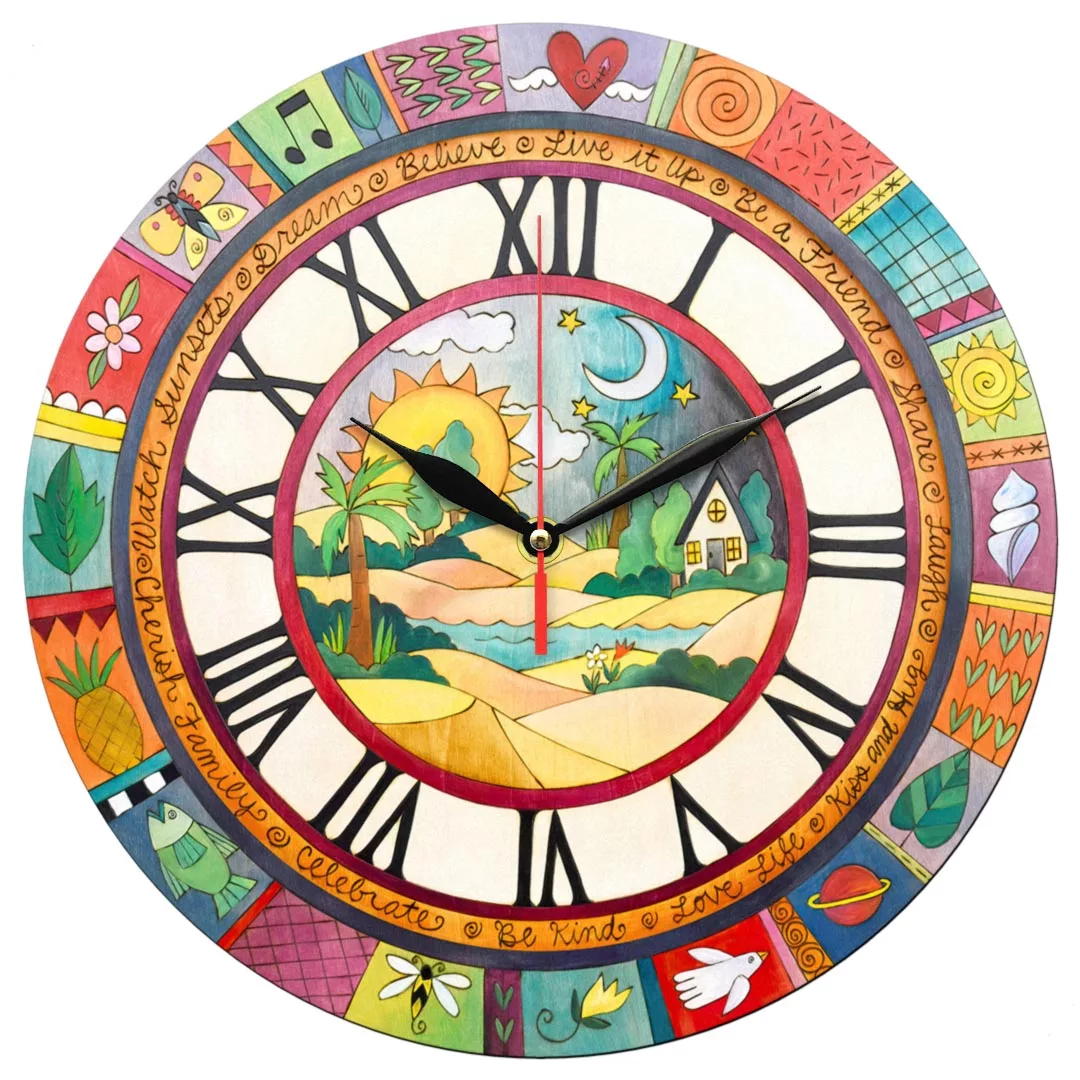 ساعت دیواری طرح نقاشی منظره رنگارنگ کد 1395