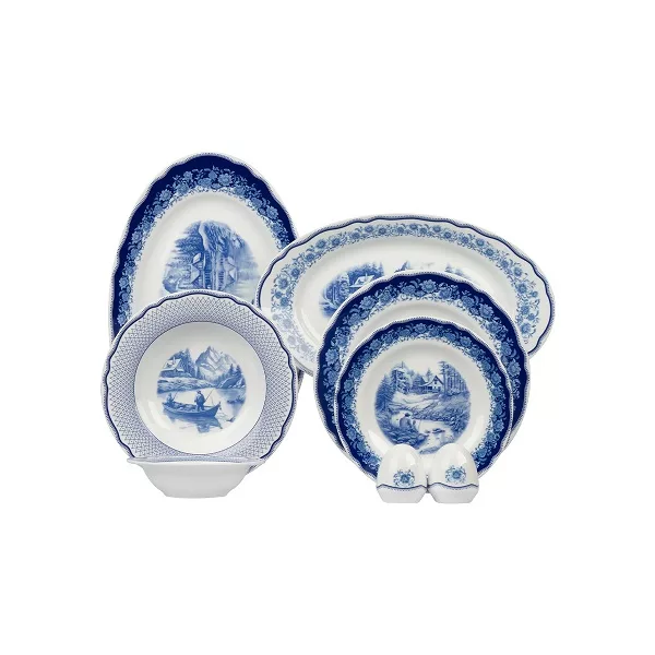 سرویس غذاخوری 28 پارچه 6 نفر چینی زرین ایران مدل ایتالیا اف سن پترزبورگ درجه 3