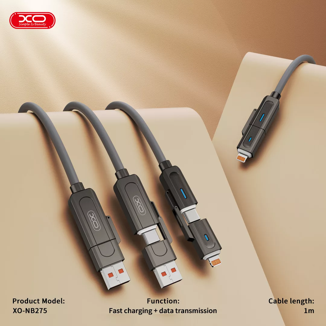 کابل تبدیل USB به USB-C / لایتنینگ به USB-C ایکس او مدل NB275 طول 1 متر