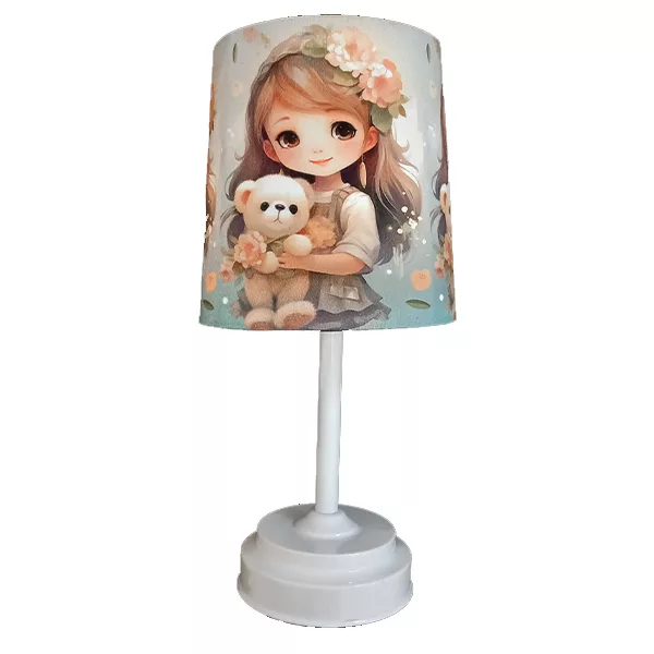 لوستر و آباژور کودک مدل عروسک کد 40229 به همراه چراغ خواب و ساعت