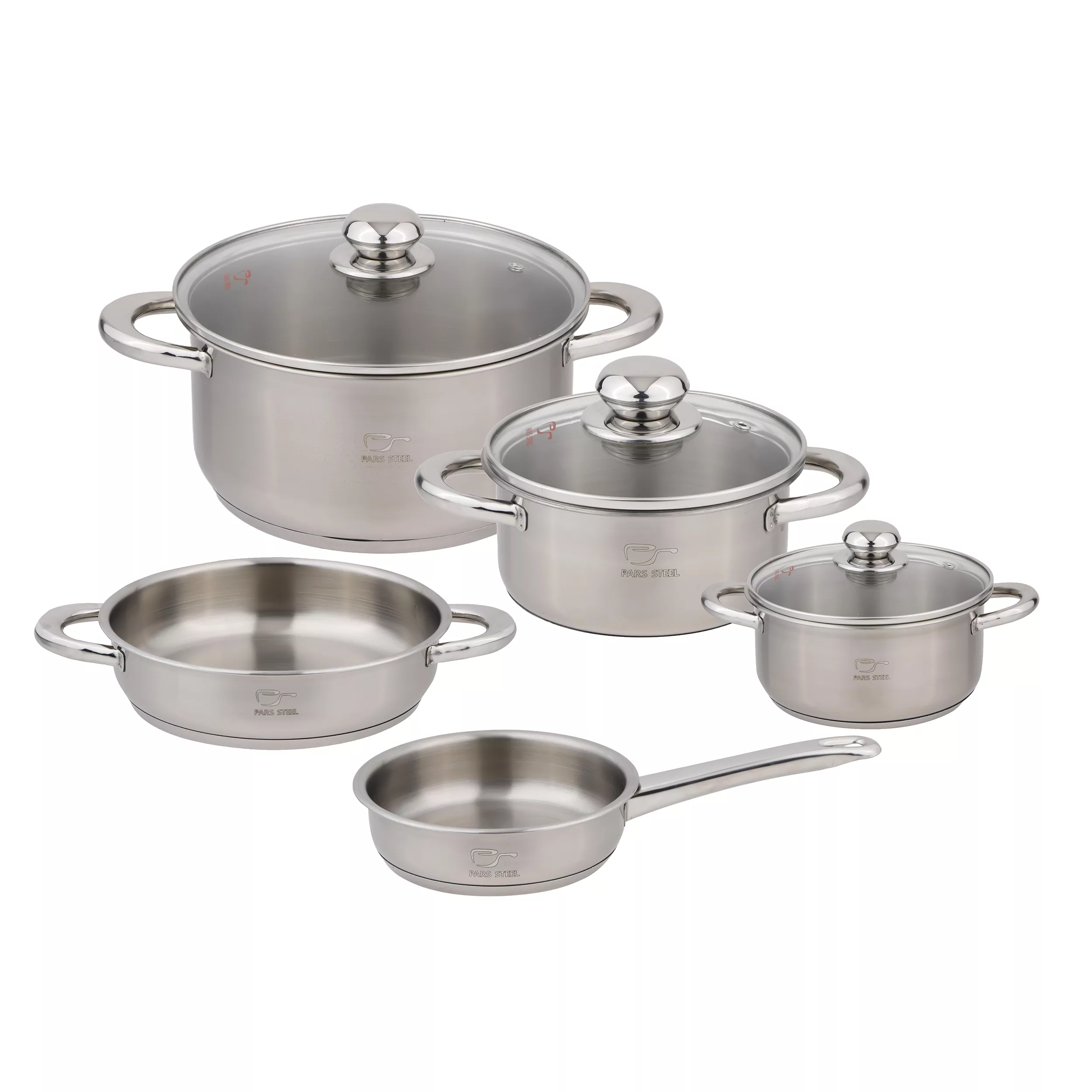 سرویس پخت و پز 8 پارچه پارس استیل مدل سه لایه کد 08