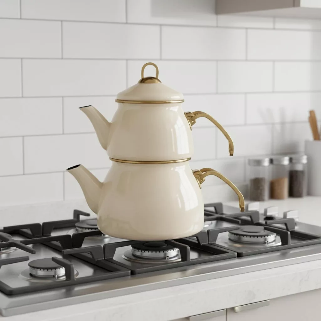 ست کتری و قوری شاهین مدل EMAYE_CR گنجایش کتری 2.1 لیتر گنجایش قوری 1.1 لیتر