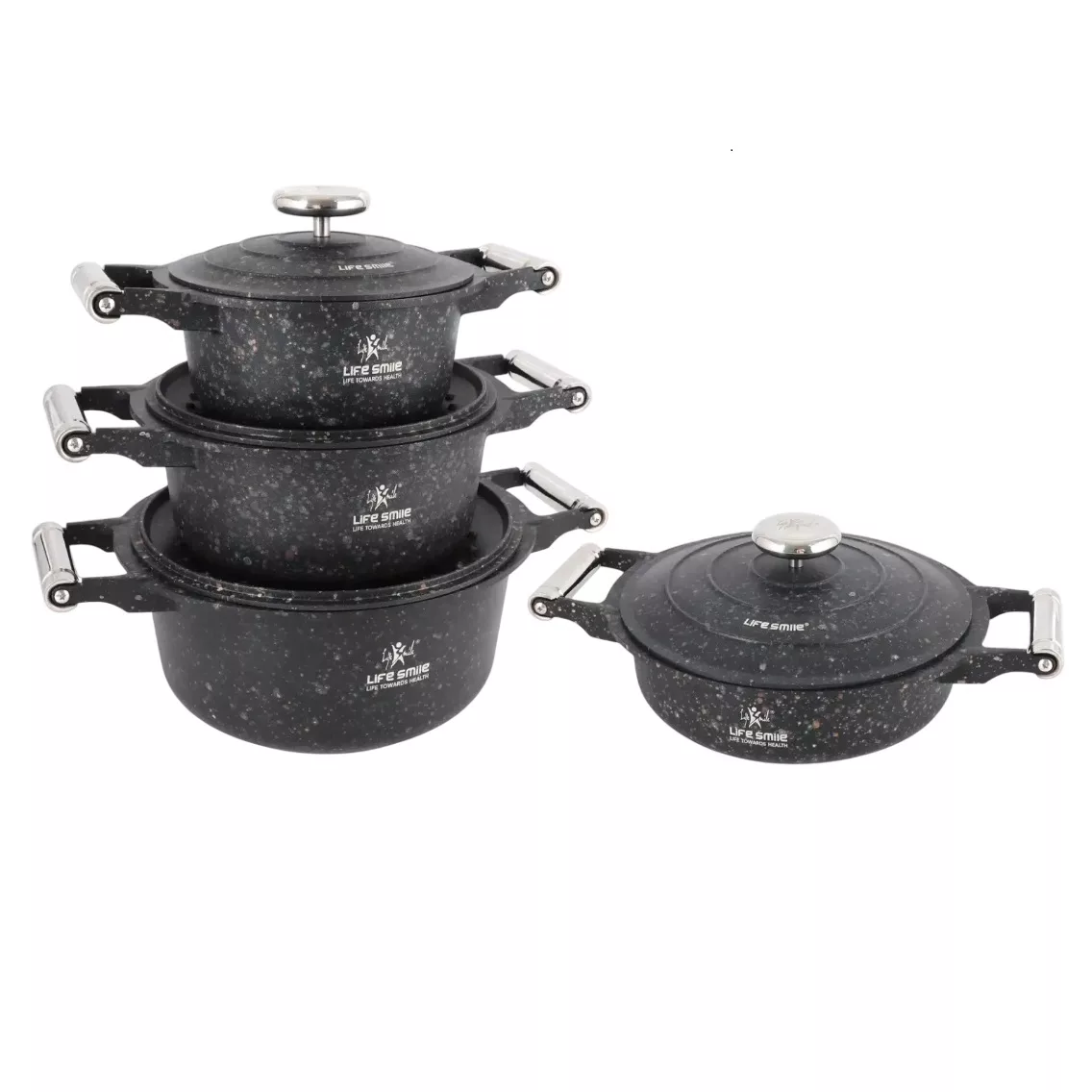 سرویس قابلمه و تابه آلومینیوم 8 پارچه لایف اسمایل مدل LIFEP20SS