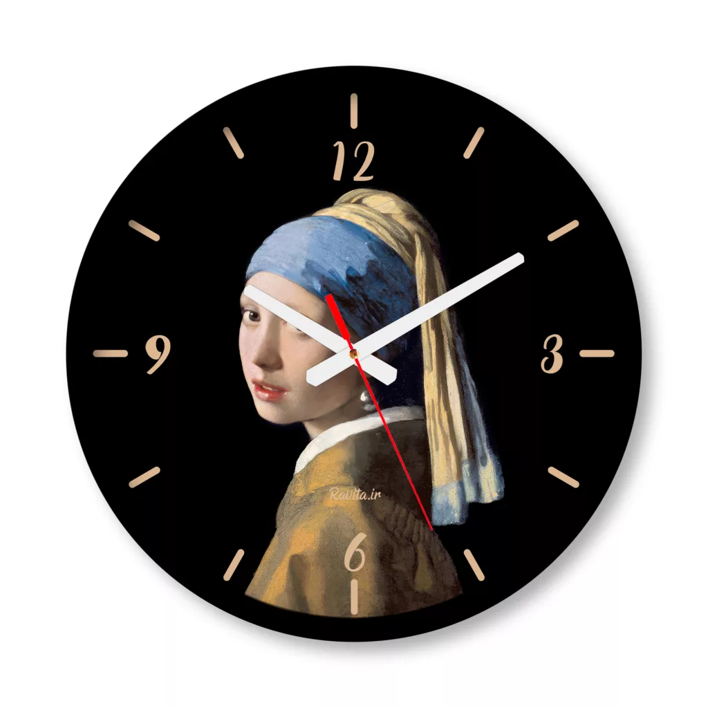 ساعت دیواری راویتا مدل دختری با گشواره مروارید کد 3553