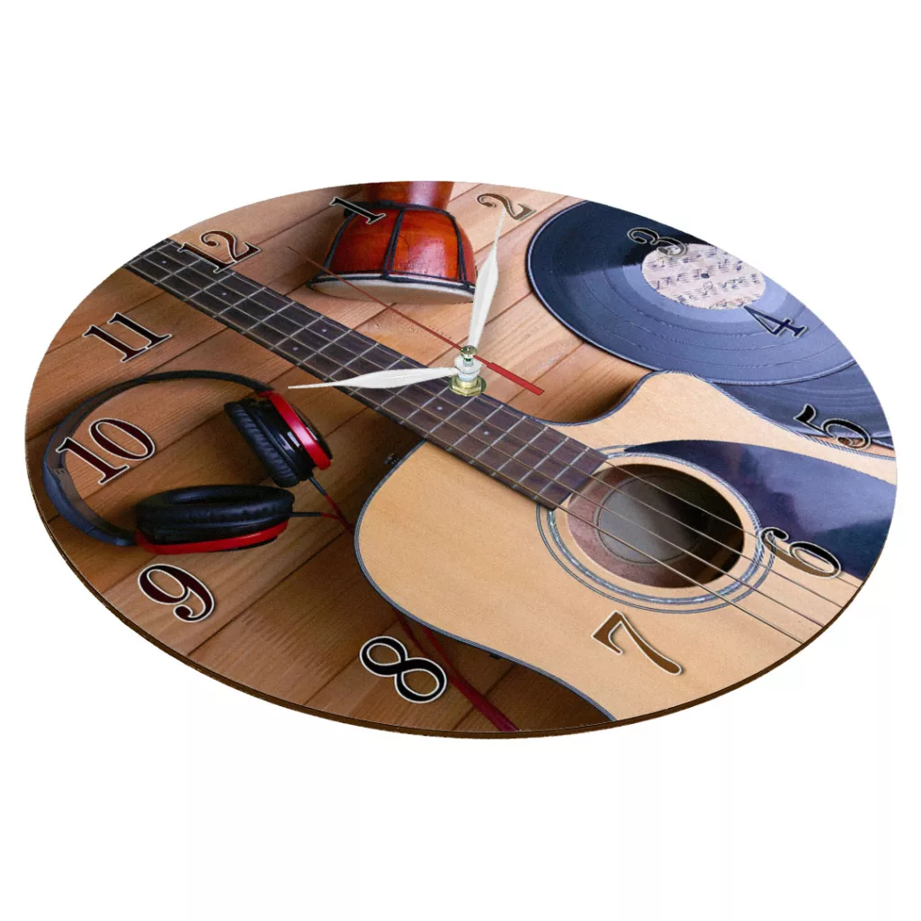 ساعت دیواری طرح گیتار و صفحه موسیقی کد 1260