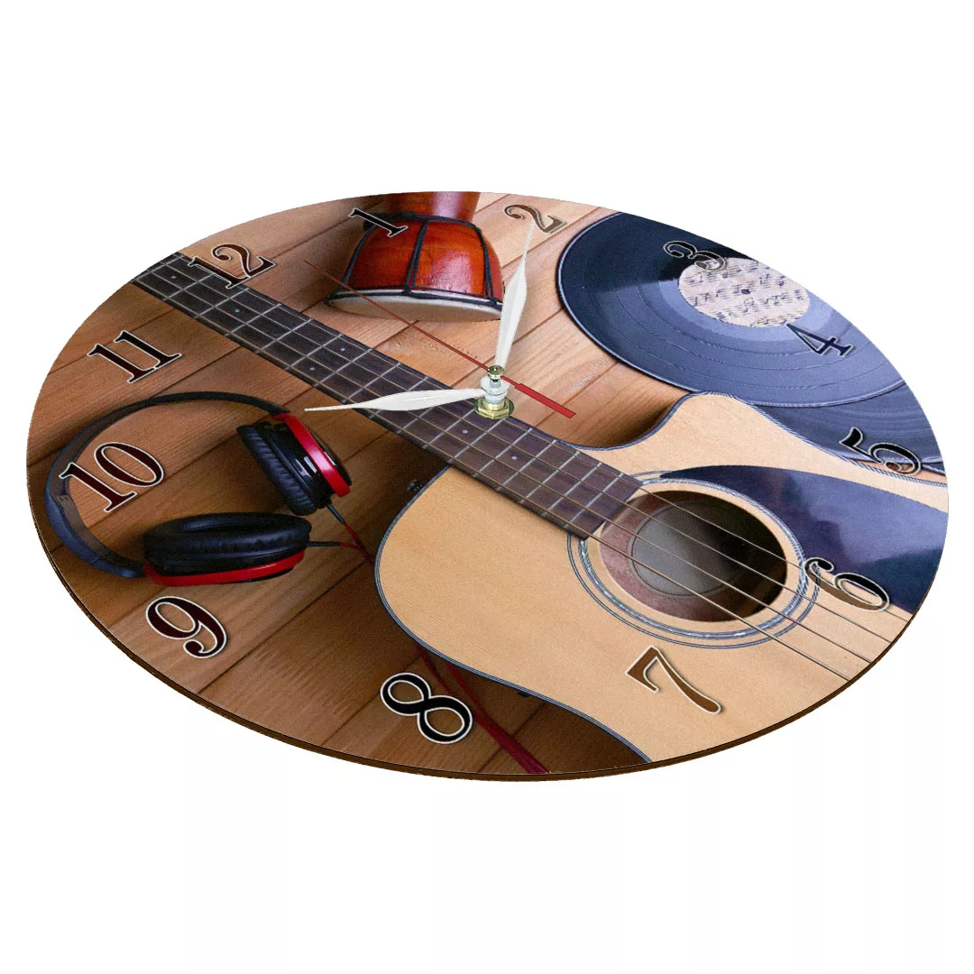 ساعت دیواری طرح گیتار و صفحه موسیقی کد 1260