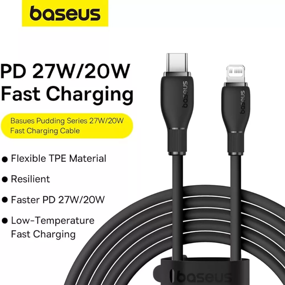 کابل تبدیل USB-C به لایتنینگ بیسوس مدل Pudding Series Gentle 20W طول 120 سانتی متر