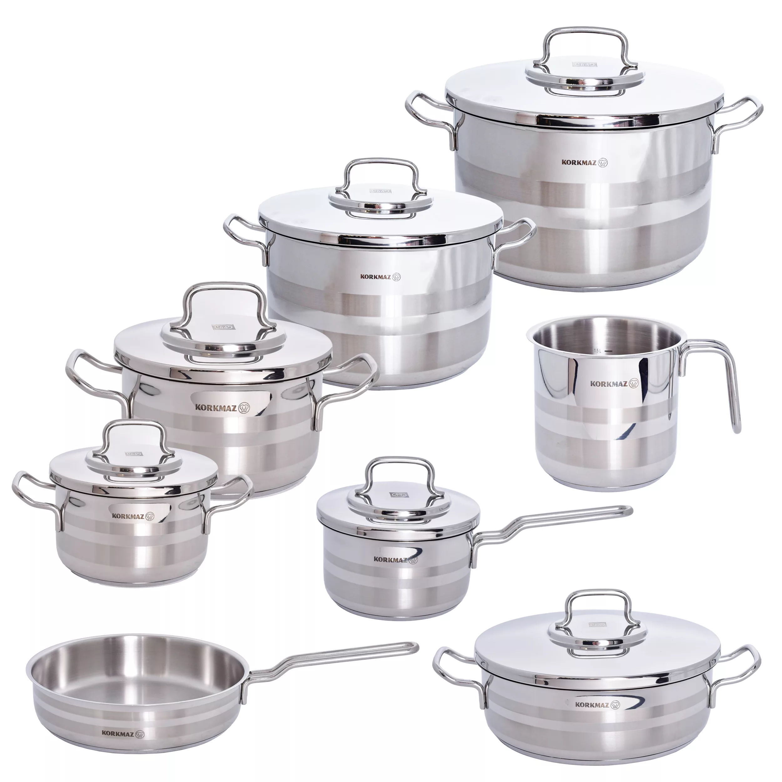 سرویس قابلمه و تابه استیل 14 پارچه کرکماز مدل ASTRON کد 2053