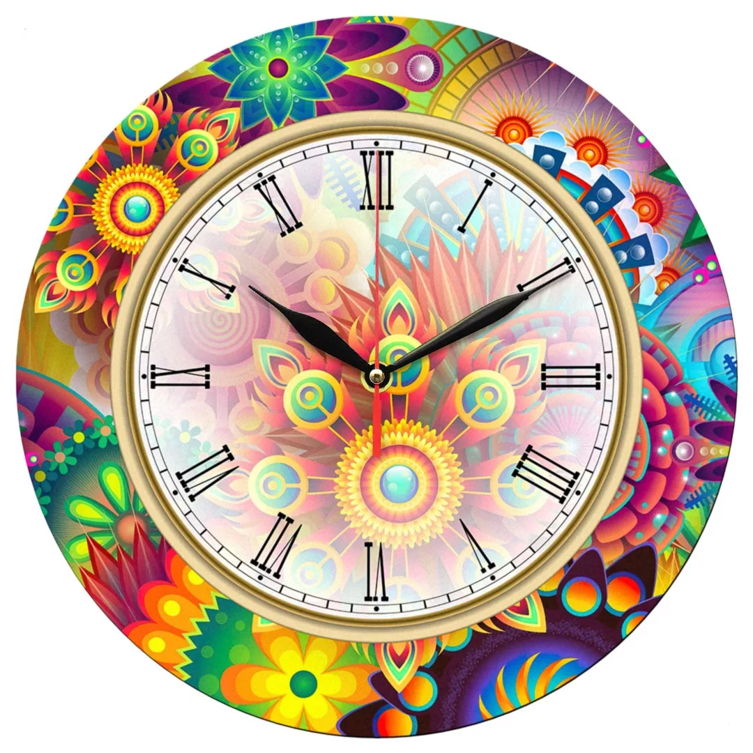 ساعت دیواری طرح گل رنگارنگ کد 1308