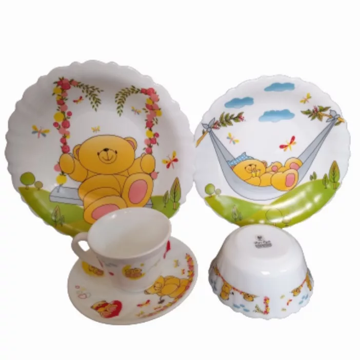 سرویس غذاخوری 5 پارچه کودک پارس اوپال طرح خرس مهربان کد 759