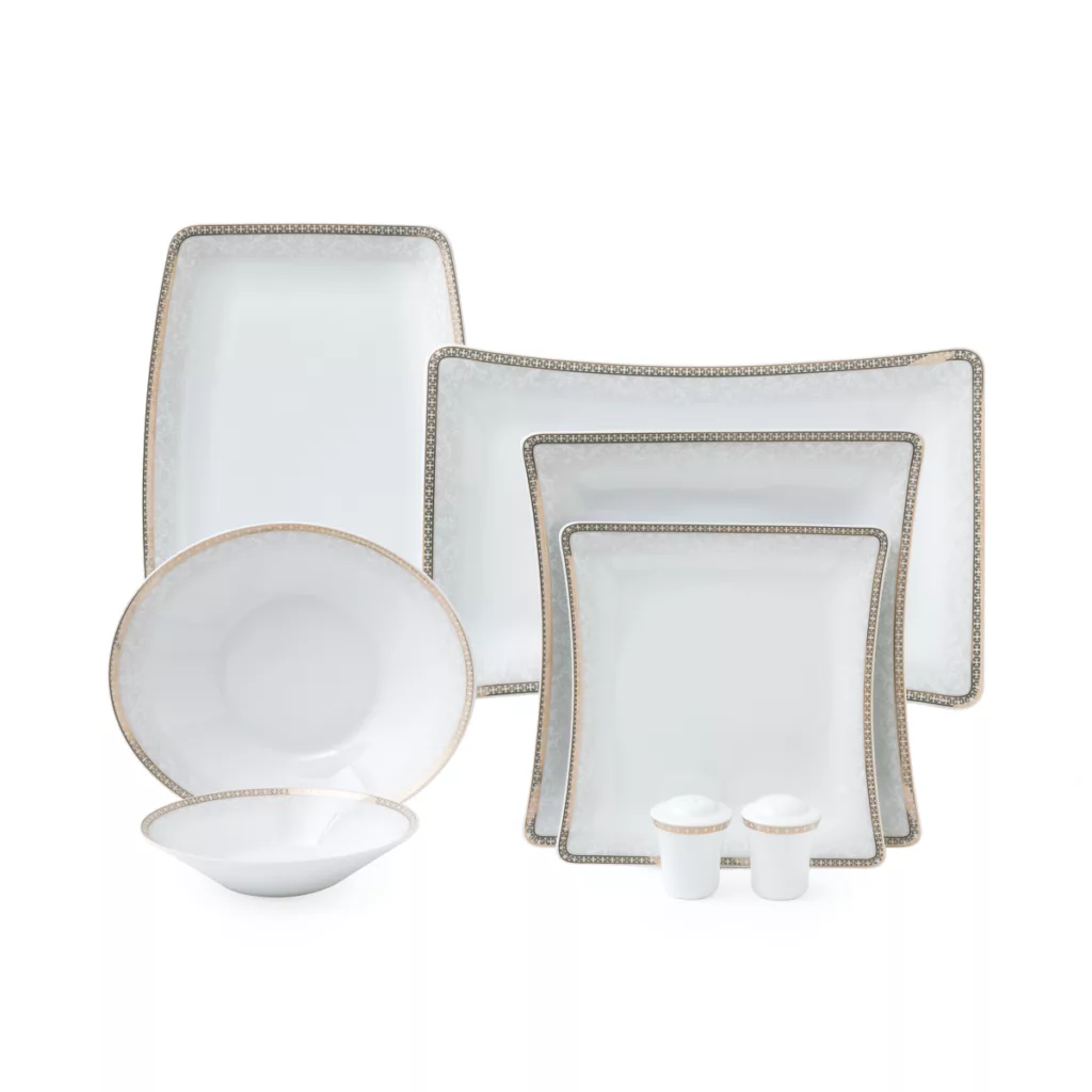 سرویس غذاخوری 97 پارچه چینی زرین ایران سری وینچی الیسه مدل ریوا درجه یک