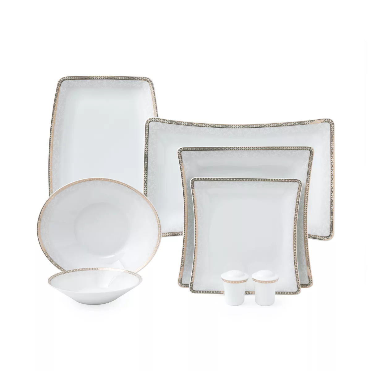 سرویس غذاخوری 97 پارچه چینی زرین ایران سری وینچی الیسه مدل ریوا درجه یک