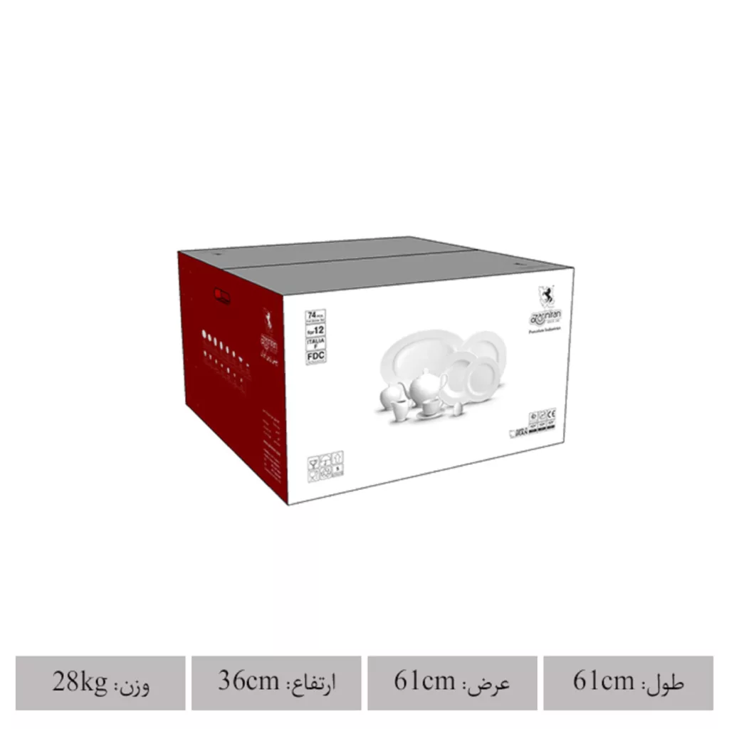 سرویس غذاخوری 74 پارچه چینی زرین ایران مدل ایتالیا اف پلاس برایدال درجه یک