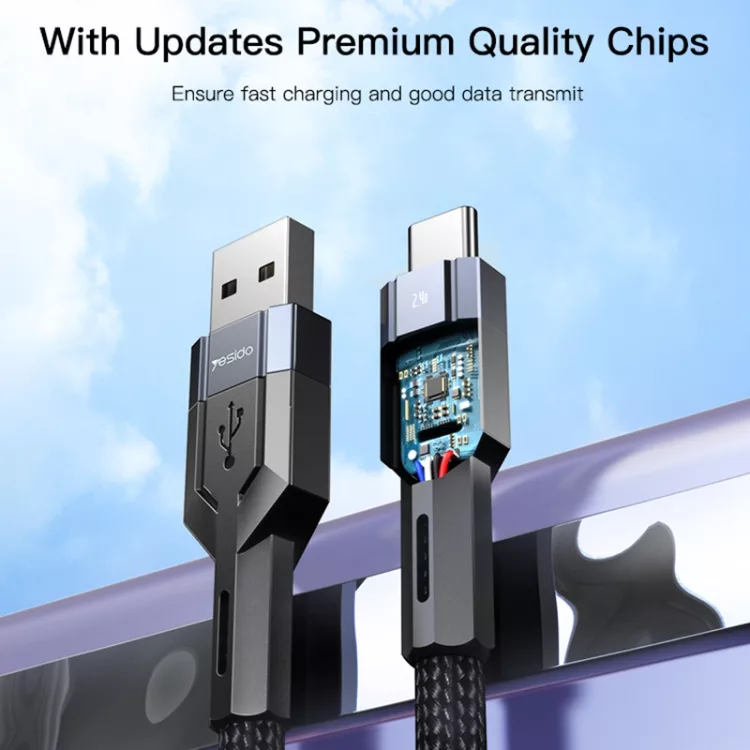 کابل تبدیل USB به USB-C یسیدو مدل CA106 6mm طول 1.2 متر