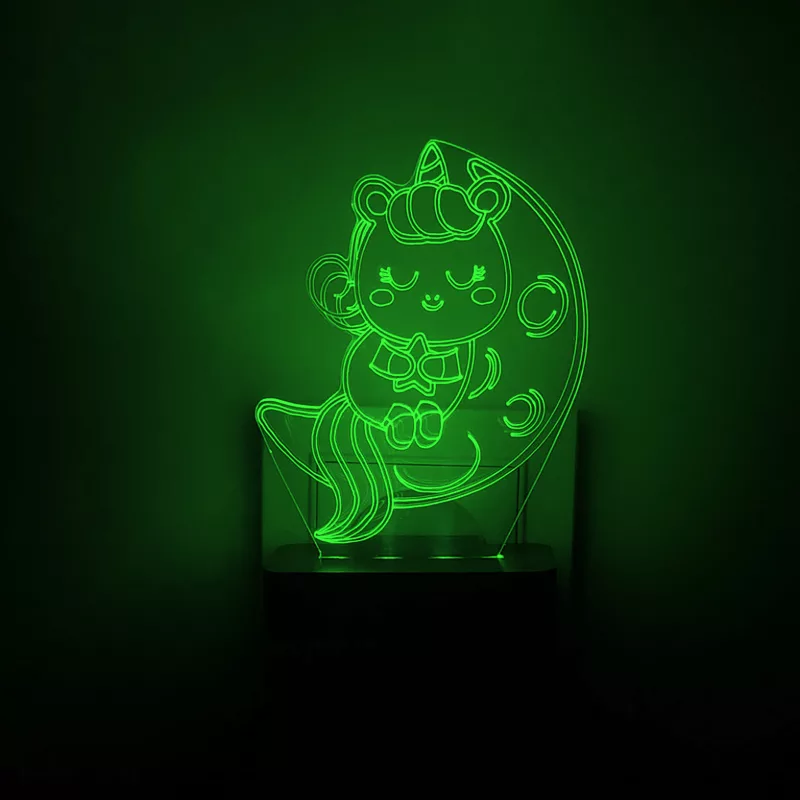 چراغ خواب اتاق کودک طرح تک شاخ و ماه مدل دیواری