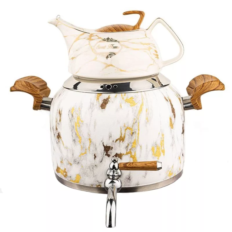 ست کتری و قوری کروپ ست طرح چوب کد 915