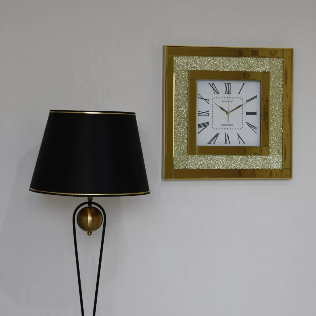 ساعت دیواری سانلی مدل آینه ای نگین دار کد 1208G