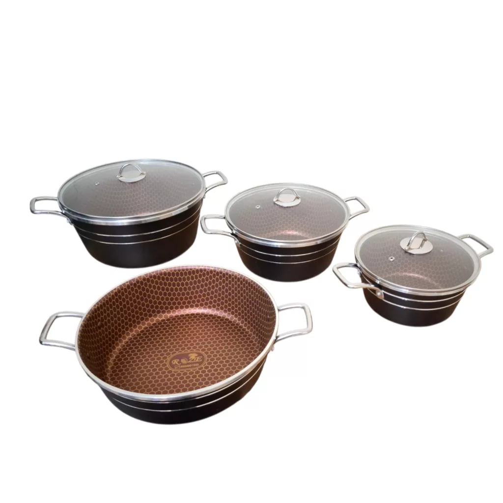 سرویس قابلمه و تابه گرانیتی 7 پارچه رز کالا مدل آرنیکا