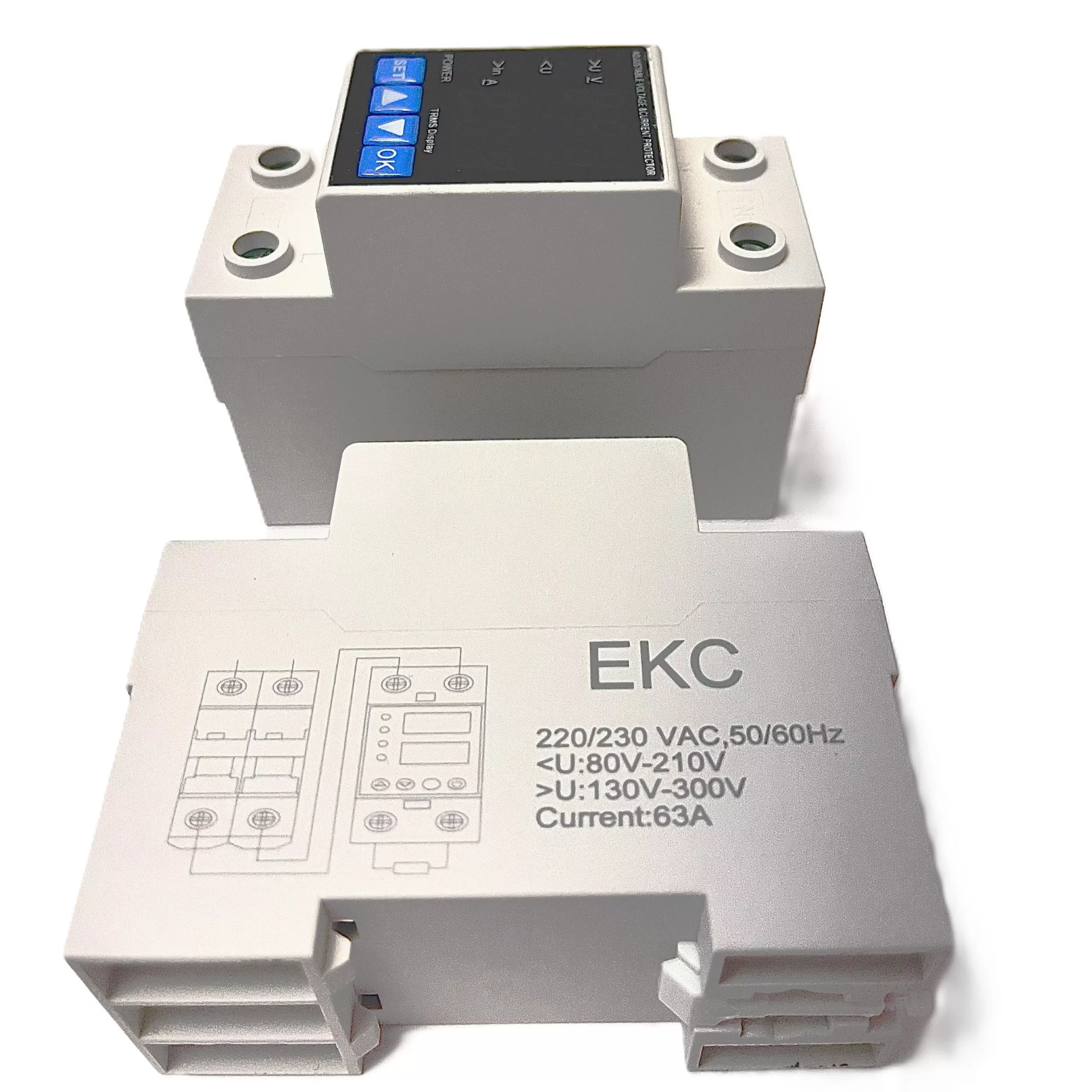 محافظ ولتاژ و جریان تکفاز مدل EKC دیجیتال 63A