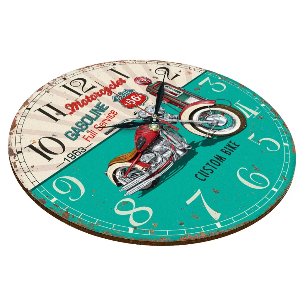 ساعت دیواری طرح موتور سیکلت و پمپ بنزین کد 1372