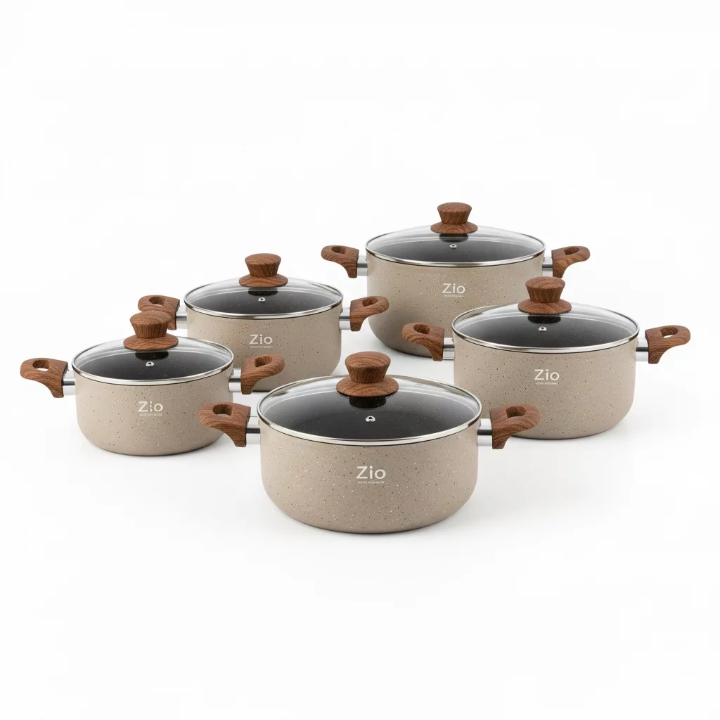 سرویس قابلمه و تابه گرانیتی ۱۰ پارچه زیو مدل صحرا ZCS-8570