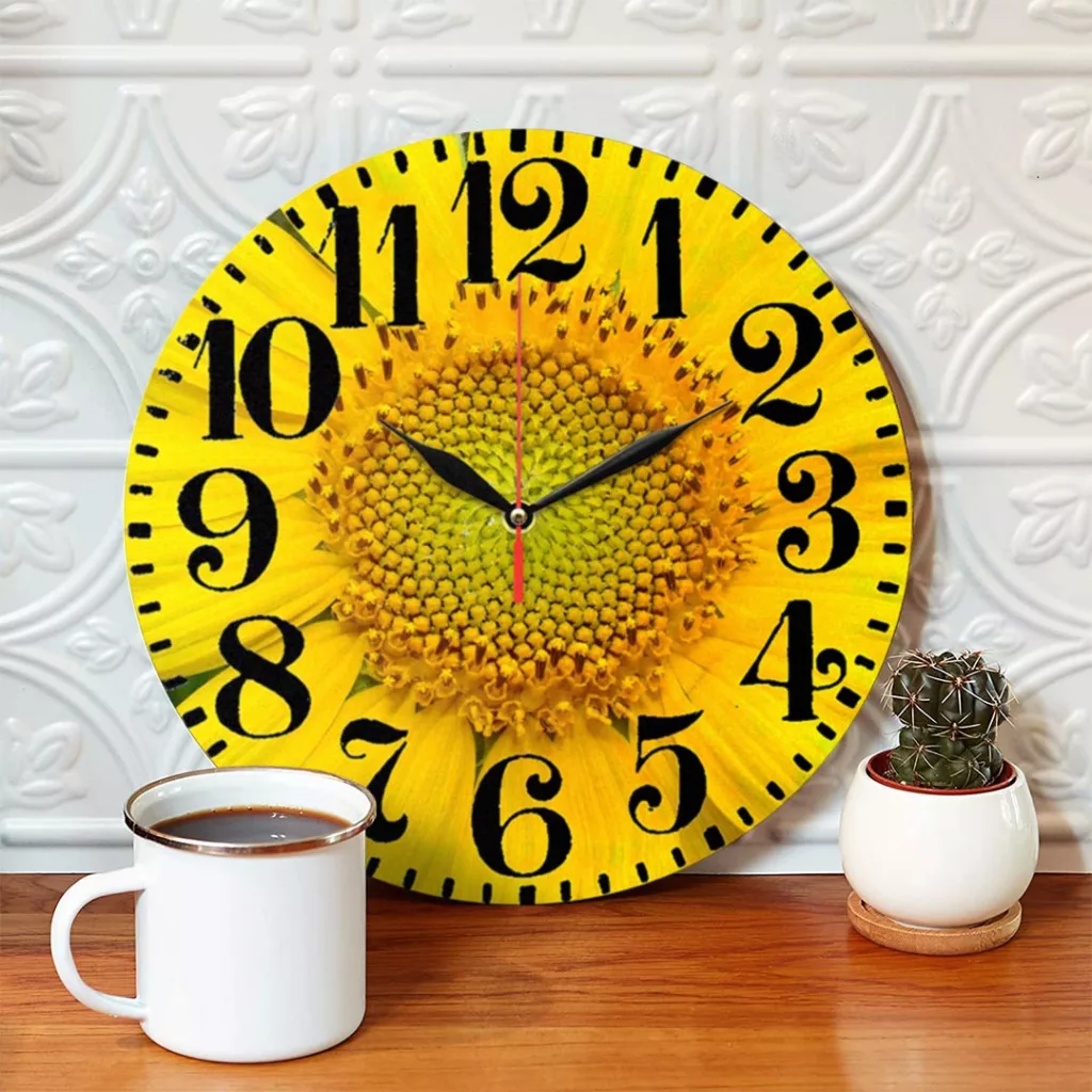 ساعت دیواری طرح گل آفتابگردان کد 1319