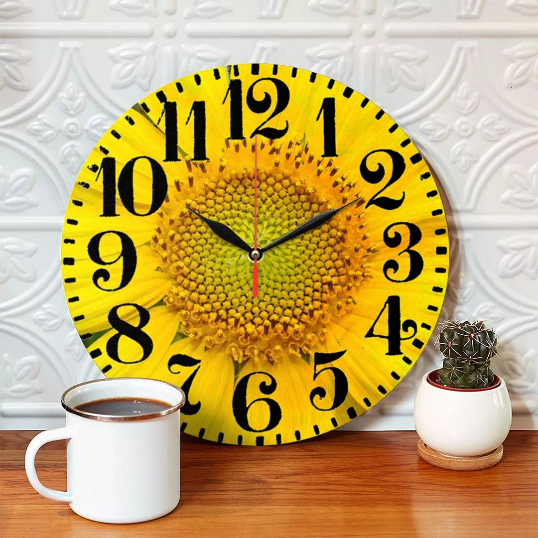 ساعت دیواری طرح گل آفتابگردان کد 1319