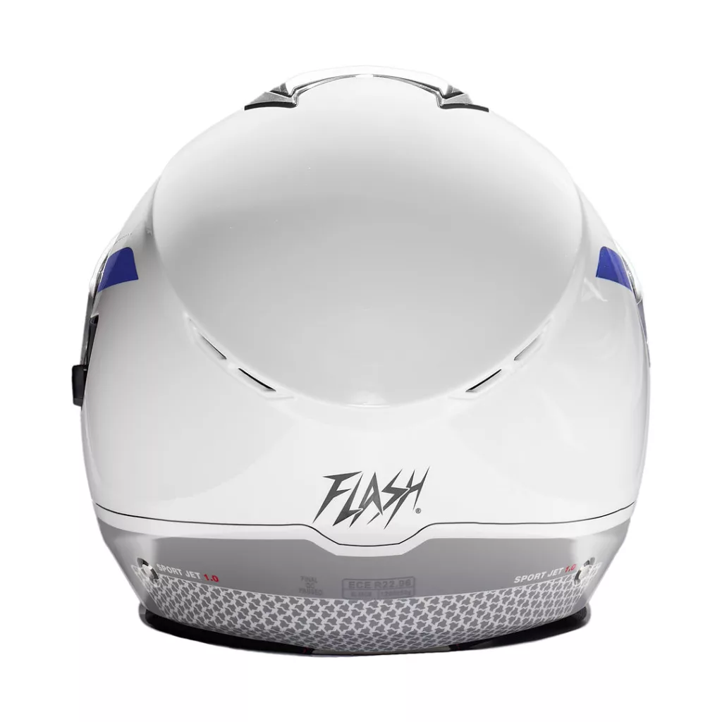 کلاه کاسکت بدون فک فلش مدل 852 glossy blue-white