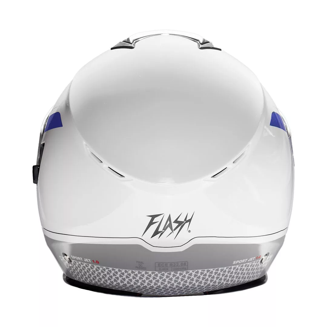 کلاه کاسکت بدون فک فلش مدل 852 glossy blue-white