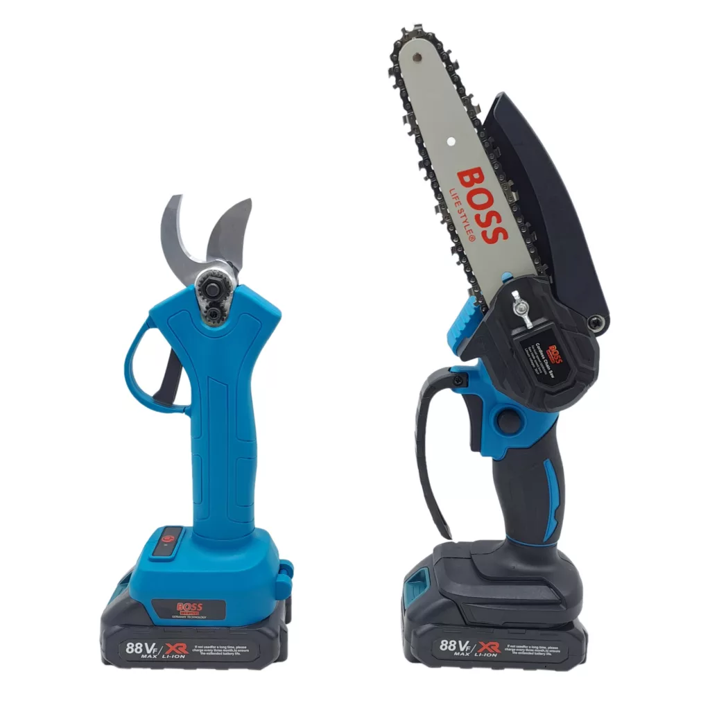 اره زنجیری شارژی و قیچی شارژی باس مدل LIFE_STYLE