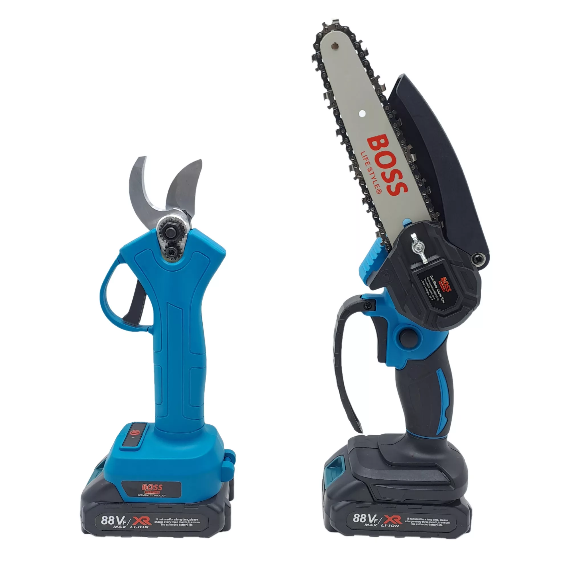 اره زنجیری شارژی و قیچی شارژی باس مدل LIFE_STYLE