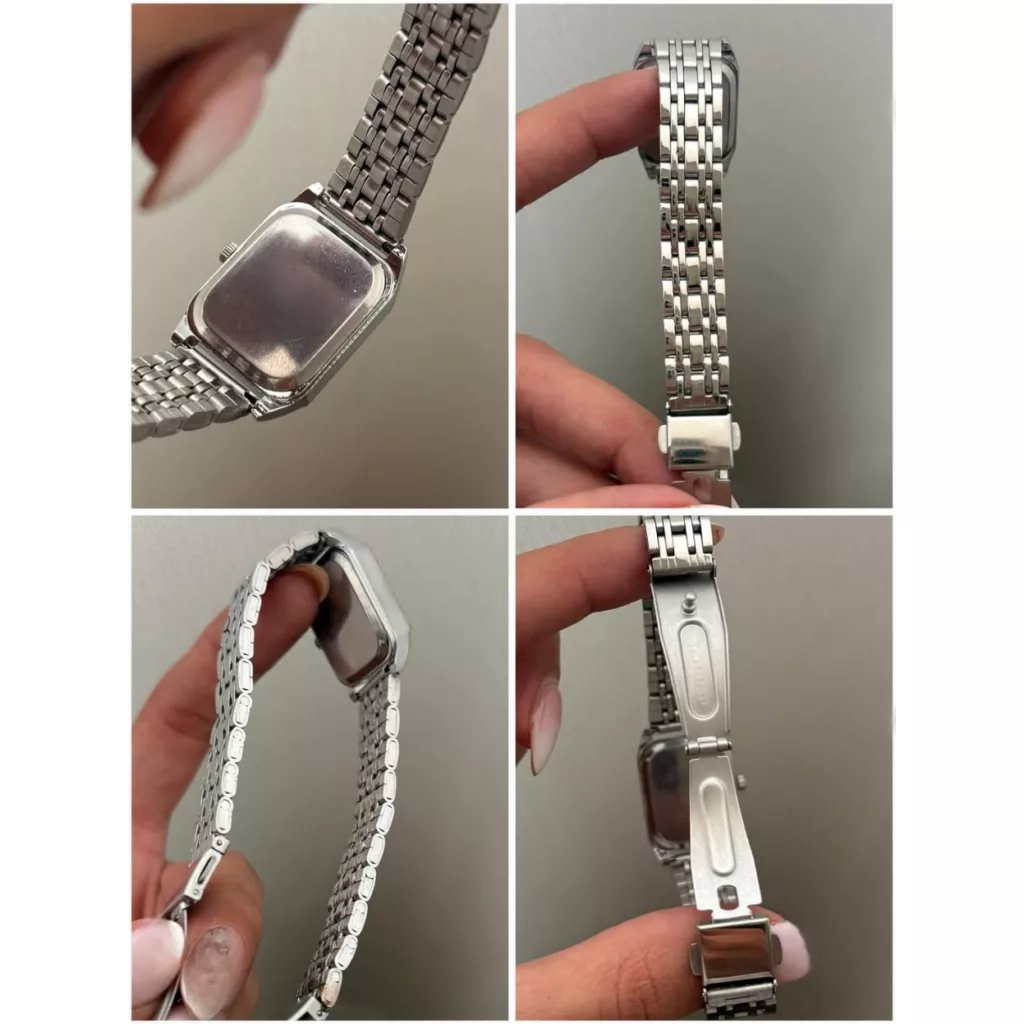 ساعت مچی عقربه‌ای کوارتز زنانه مدل لوکس کلاسیک بند طرح بافت قاب دور نگین کد ۲