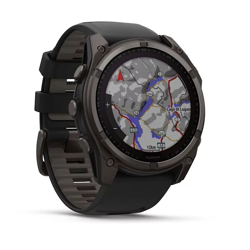 ساعت هوشمند گارمین مدل Fenix 8 - 51mm، مناسب برای ورزش، روزمره، دارای قابلیتهای صفحه نمایش رنگی و لمسی، کنترل موسیقی، کنترل سطح اکسیژن خون، بند سیلیکونی، فناوری GPS، با حافظه داخلی 32 گیگابایت