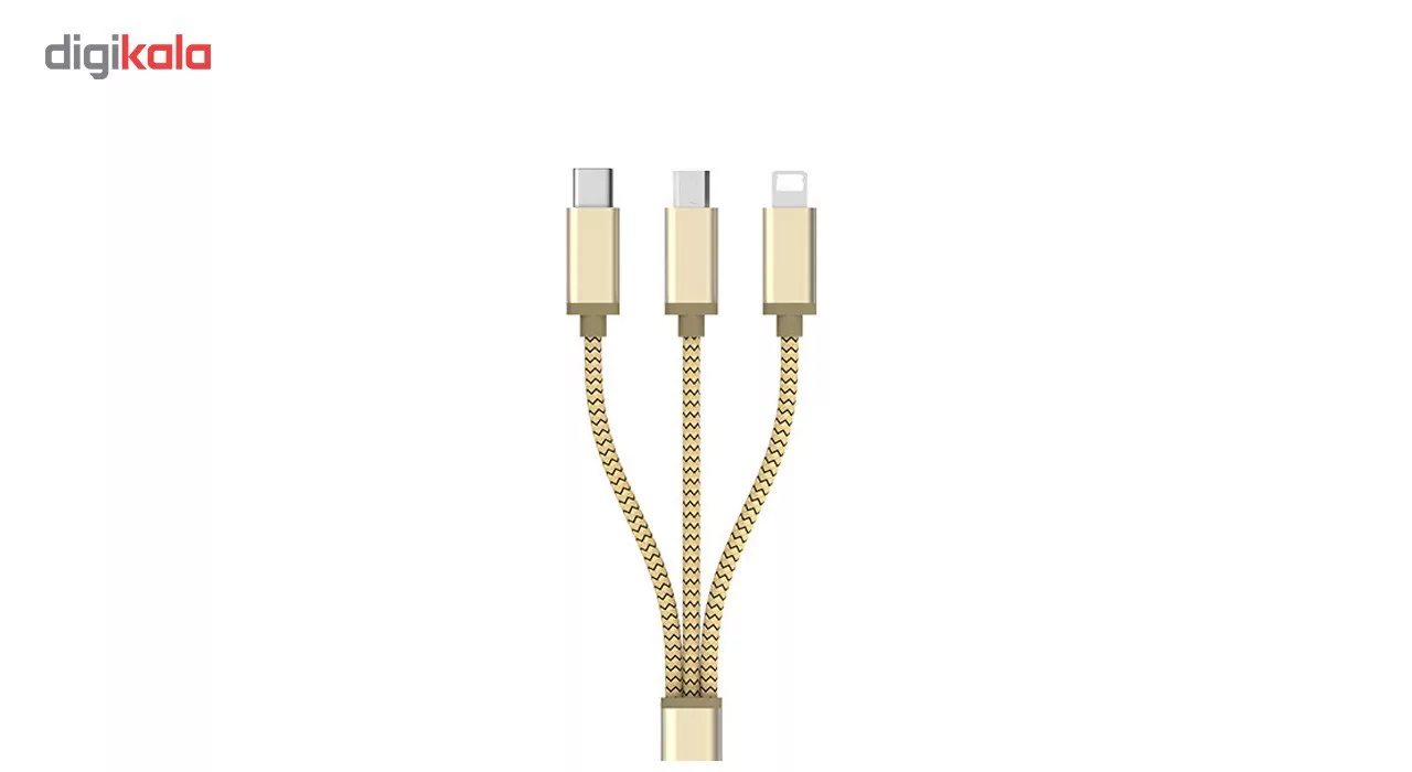 کابل تبدیل USB به MicroUSB/Lightning/Type-c مدل Combination 3 In 1 به طول 1.2 متر