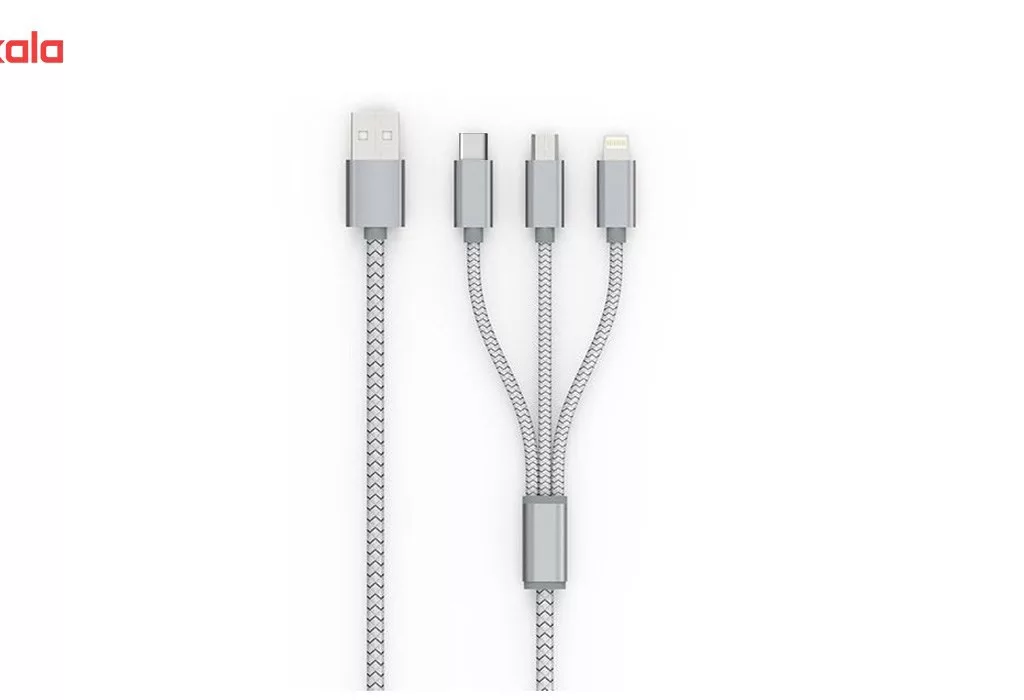 کابل تبدیل USB به MicroUSB/Lightning/Type-c مدل Combination 3 In 1 به طول 1.2 متر