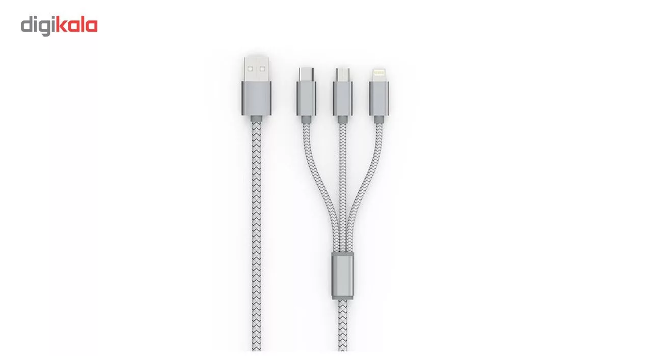 کابل تبدیل USB به MicroUSB/Lightning/Type-c مدل Combination 3 In 1 به طول 1.2 متر