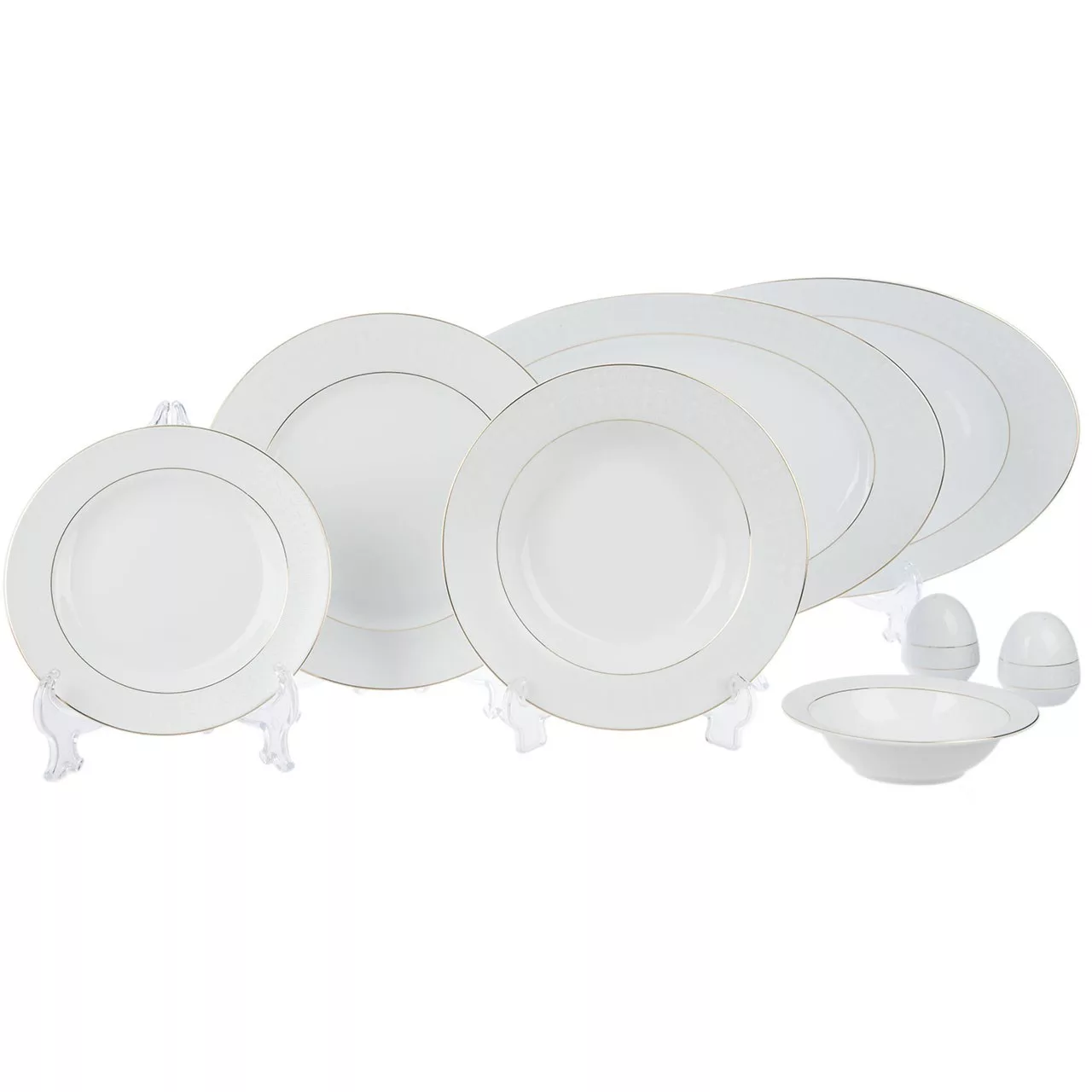 سرویس غذاخوری 28 پارچه 6 نفر چینی زرین ایران مدل ایتالیا اف سپید صدف درجه عالی