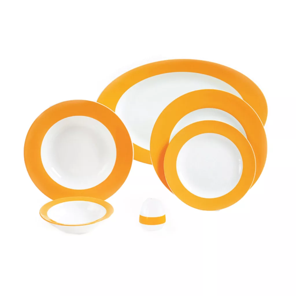 سرویس چینی 28 پارچه غذاخوری چینی زرین ایران سری ایتالیا اف مدل نارنج درجه عالی